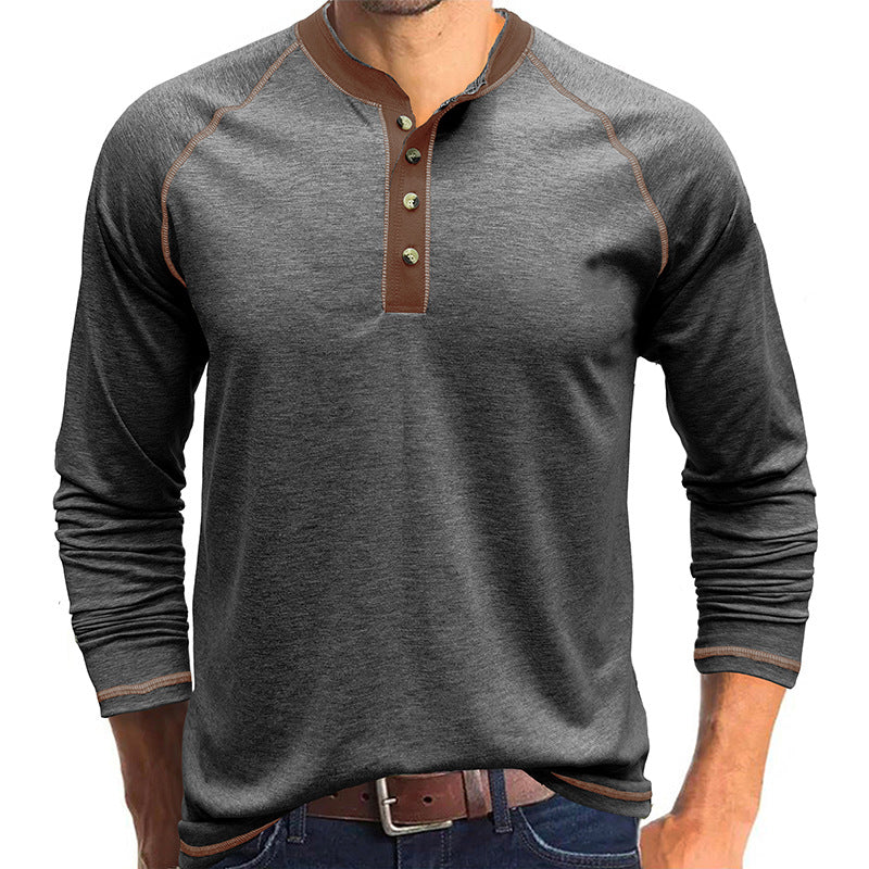 Men's long-sleeved round neck T-shirt, men's base shirt, men's T-shirt