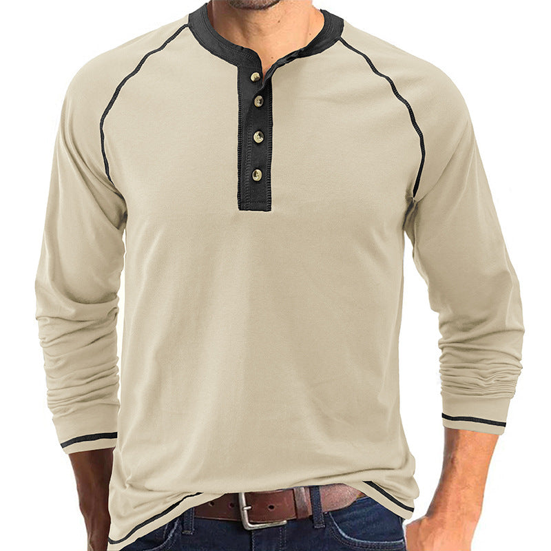 Men's long-sleeved round neck T-shirt, men's base shirt, men's T-shirt