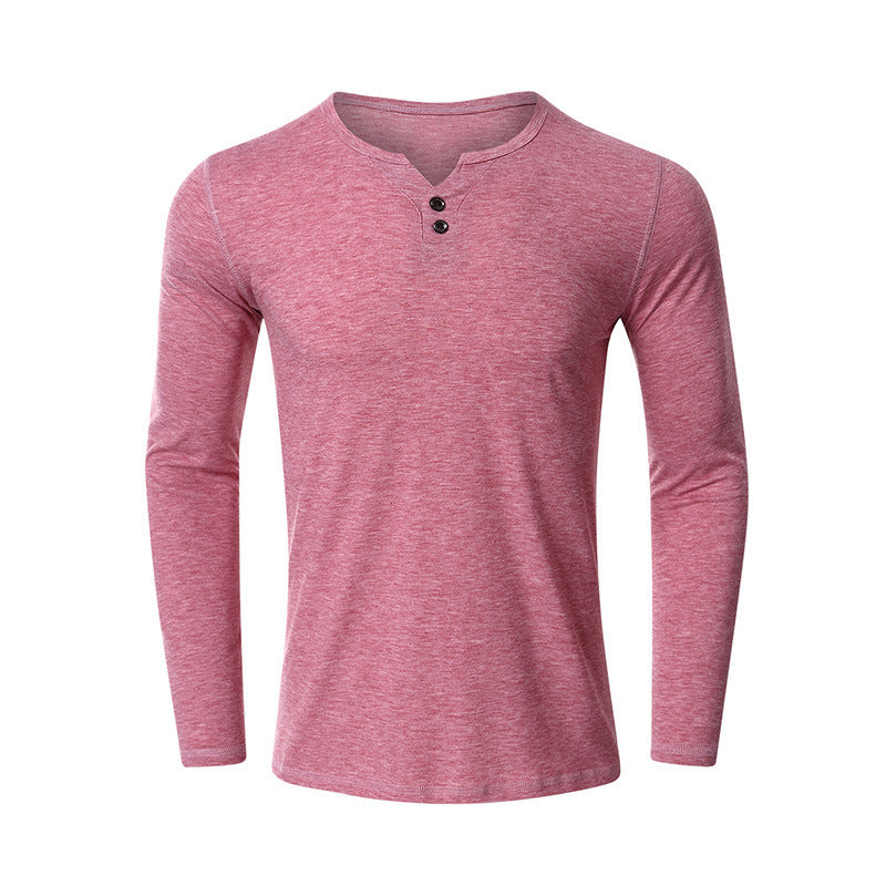 New Men's T-shirt Long Sleeve Bottoming Shirt Men's Solid Color T-shirt Autumn and Winter Clothes