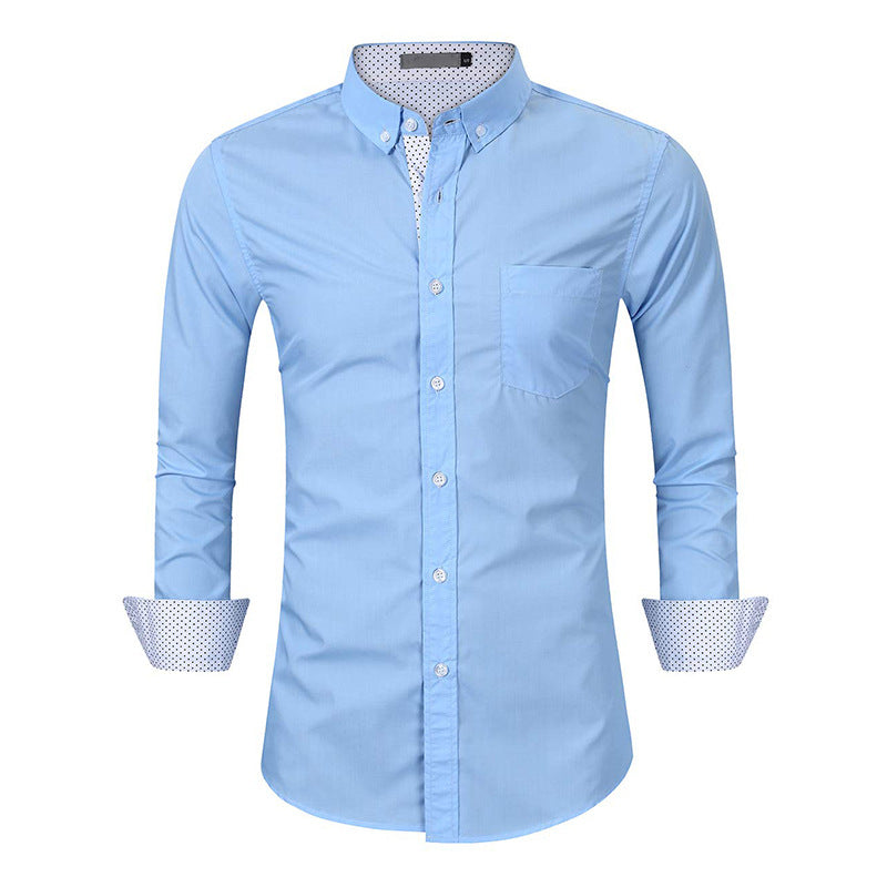 New autumn and winter men's shirts Men's lapel cotton shirts Long-sleeved shirts