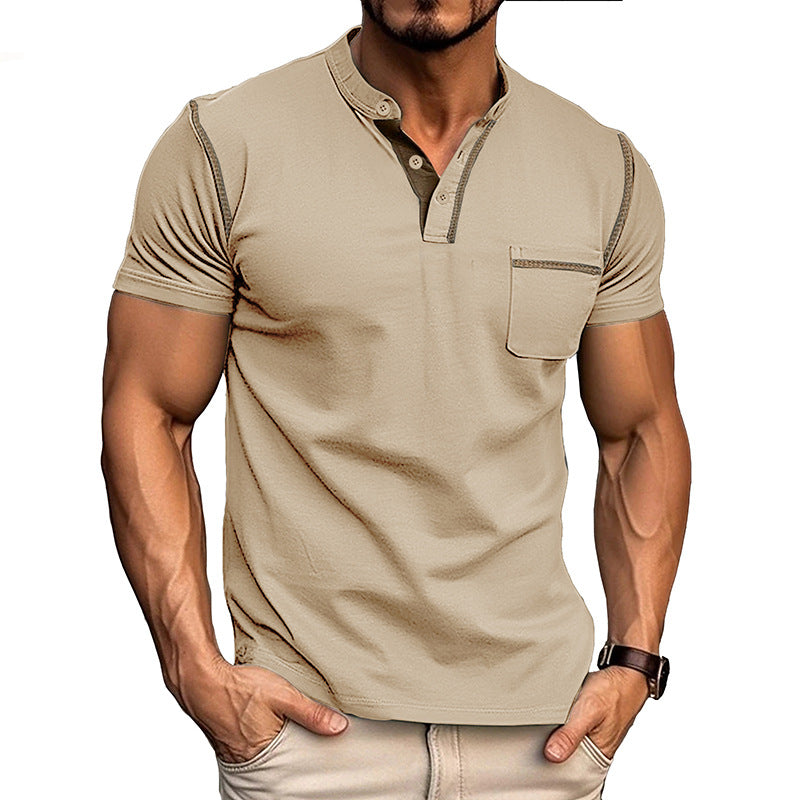 Summer men's short-sleeved men's T-shirts, men's color matching T-shirts